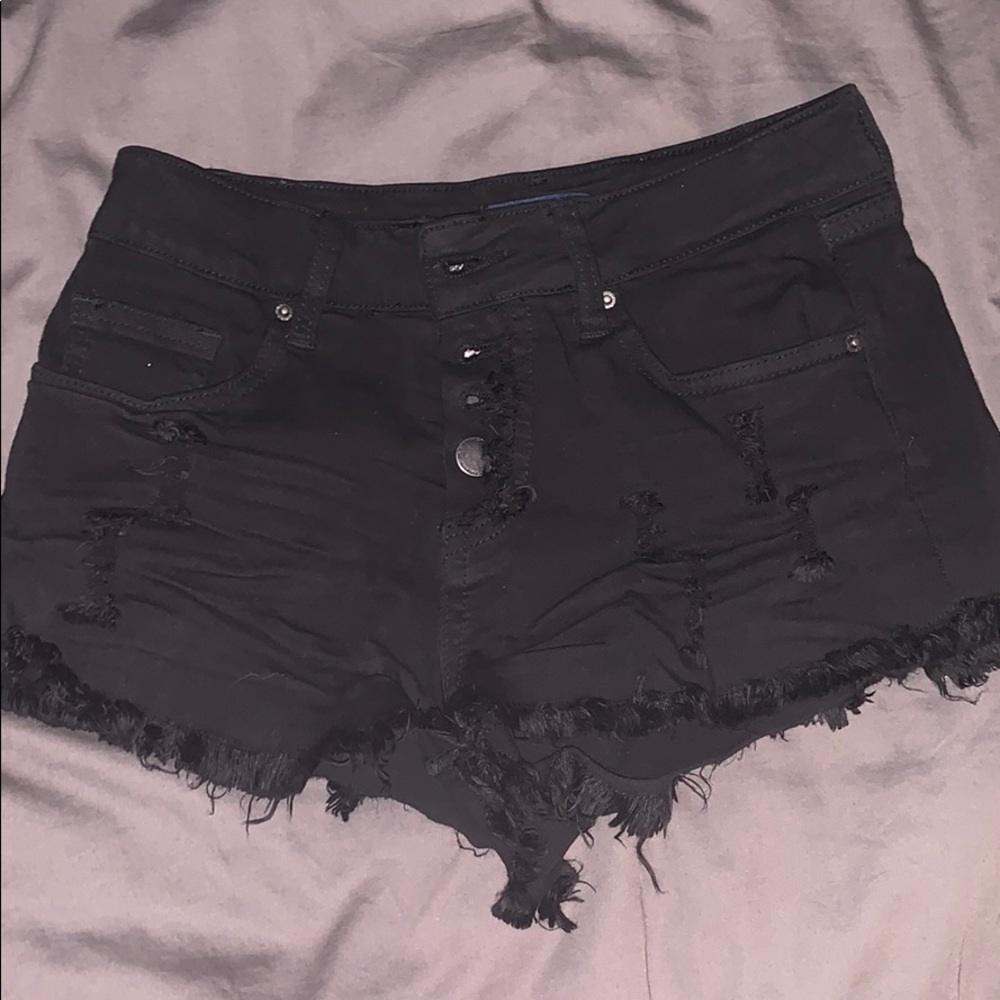 Black ripped jean shorts